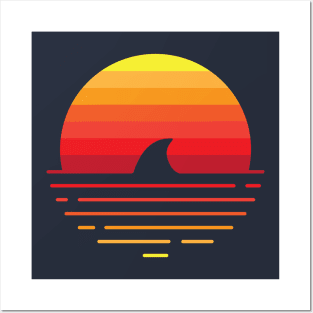 Shark in sunset Posters and Art